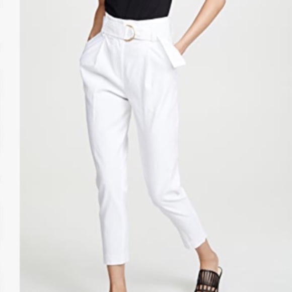 A.L.C. Diego Paper Bag Waist Linen Blend Crop Pants sz 0 - Picture 1 of 7